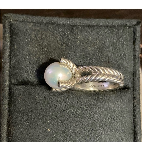 David Yurman 10mm Pearl Diamond Ring Sz 8 - Picture 5 of 6